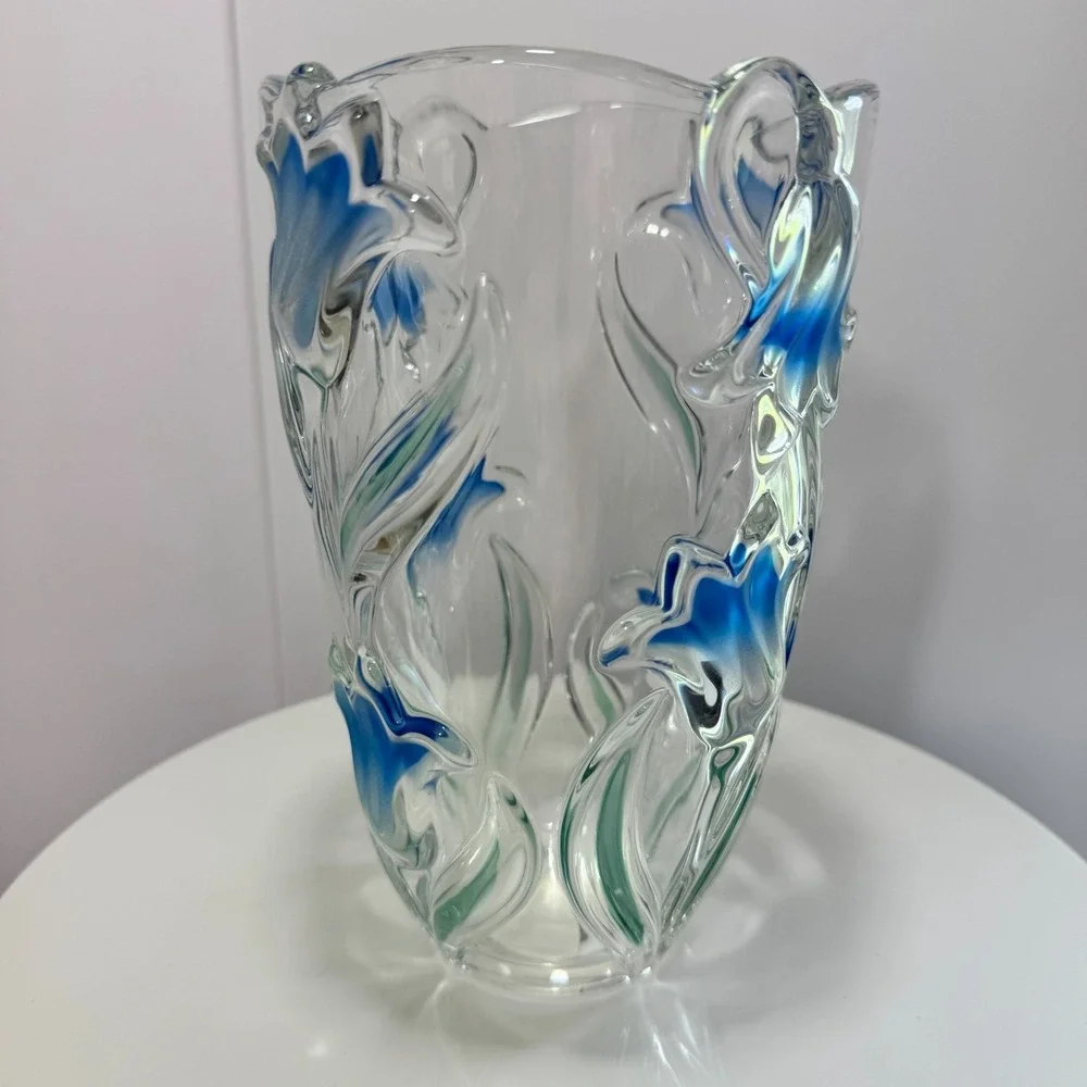 Vintage Mikasa Bluebells Crystal Vase 8